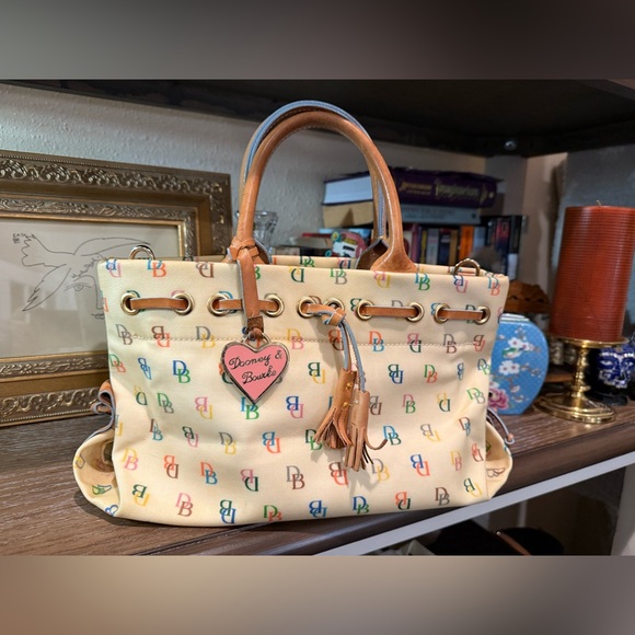 DOONEY & BOURKE Yellow Coated Logo Canvas Satchel Convertible Crossbody Bag. EUC - Picture 5 of 10